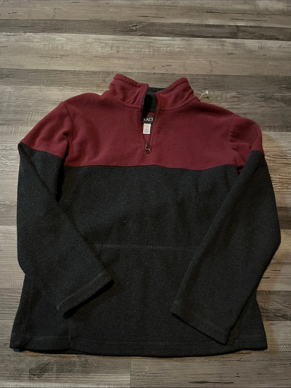 The Children's Place Two-Tone Quarter-Zip Jacket - Burgundy & Black EUC